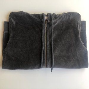 Grey Velour Zip Up Hoodie